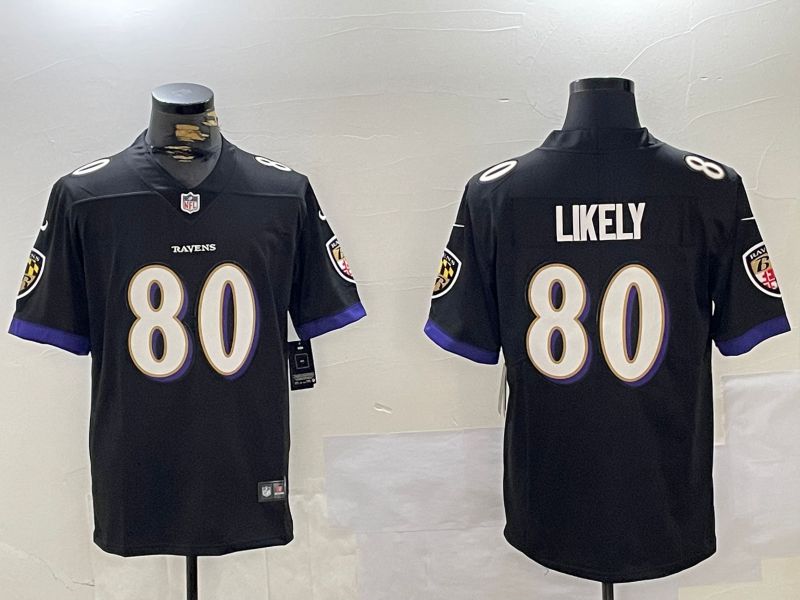 Men Baltimore Ravens 80 Likely Black 2024 Nike Vapor Limited NFL Jersey style 2
